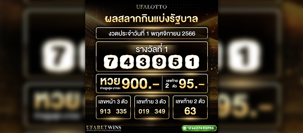ผลสลากกินแบ่งรัฐบาล งวดประจำวันที่ 1 พฤศจิกายน 2566