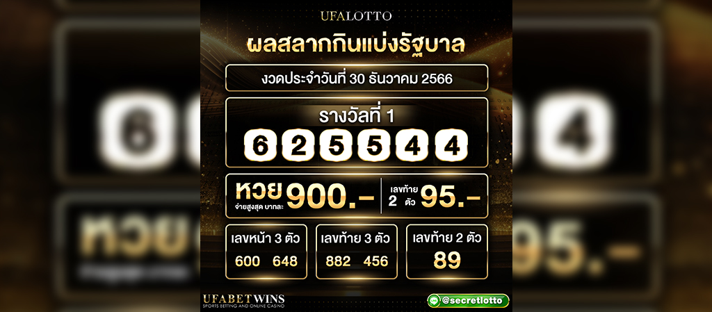 ผลสลากกินแบ่งรัฐบาล งวดประจำวันที่ 30 ธันวาคม 2566